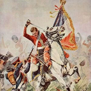 Sergeant Ewart capturing the Eagle at Waterloo, illustration from