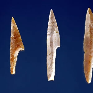 Three serrated points, from Volgu, Solutrean Period, 20000-15000 BC (flint)