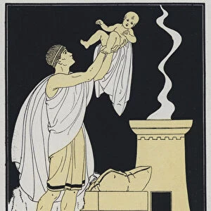 Servius devient pere et patron (colour litho)