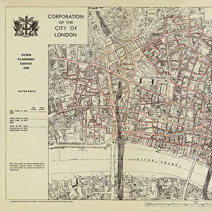 Sewer depths in the City of London, 1944 (colour litho)