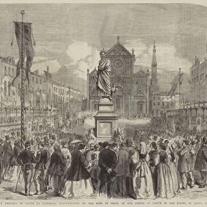 The Sexcentenary Festival of Dante at Florence, Inauguration, by the King of Italy, of the Statue of Dante in the Piazza di Santa Croce (engraving)