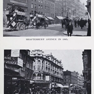 Shaftesbury Avenue in 1905; A present-day view of Shaftesbury Avenue (b / w photo)