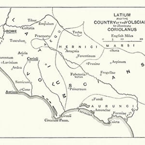 Shakespeare: Map to illustrate Coriolanus (litho)