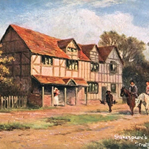Shakespeares House in Henley Street, Stratford On Avon (colour litho)