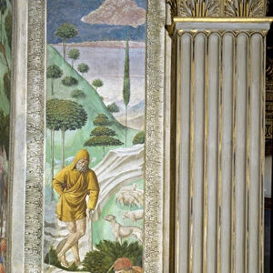 Shepherd and herdsman, panel alongside the left wall of the Journey of the Magi cycle in
