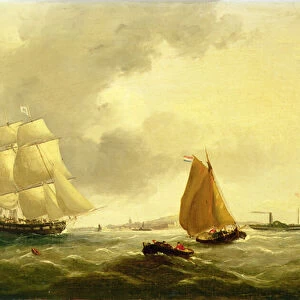 Shipping off Ryde (oil on canvas)