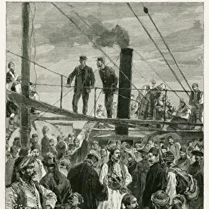 The ships deck. Engraving by Tofani to illustrate the story Voyage en Thessalie in