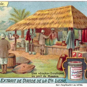 Shop in the port of Mwanza on Lake Victoria (chromolitho)