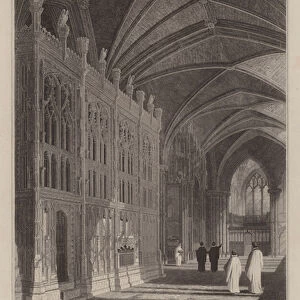 The shrine of Bishop Foxe, founder of Corpus Christi College, Oxford, in Winchester Cathedral (engraving)