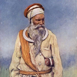 A Sikh Warrior (colour litho)