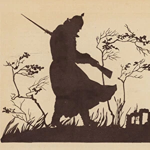 Silhouette of a German soldier, World War I (litho)