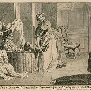 Sir John Falstaff in the buck basket, from an original painting in the Vauxhall Gardens, London (engraving)
