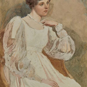 Sketch of young girl, 19th century (Watercolour)