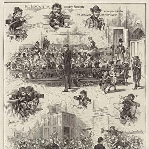 Sketches at the Nichol-Street Ragged Schools, Shoreditch, feeding the Hungry (engraving)
