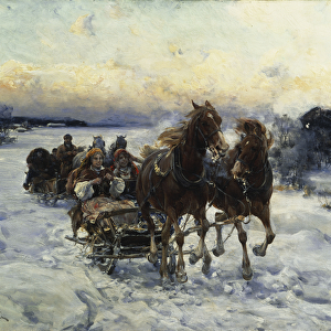 The Sleigh Ride (oil on canvas)
