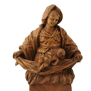 Small limewood carving of the Madonna and Child (limewood)