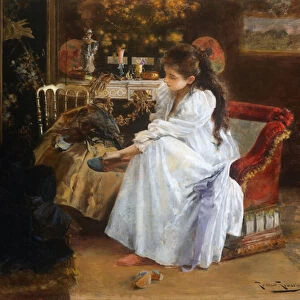 De soiree - Peinture de Roma Ribera (1876-1931) - ca 1894 - Oil on canvas - 59x79 - Museu Nacional d Art de Catalunya, Barcelona