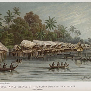 Sowek, a Pile-Village on the North Coast of New Guinea (chromolitho)