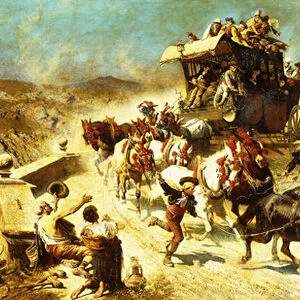 The Spanish Mail Coach in Toledo, (oil on canvas)
