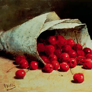 A spilled bag of cherries
