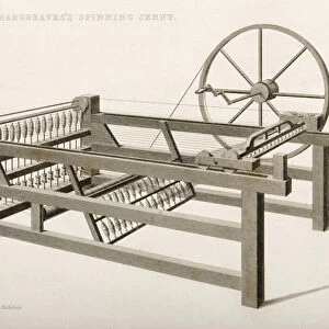 The Spinning Jenny, invented by James Hargreaves in 1764, 1835 (litho)