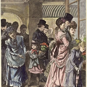 Spring time in Covent Garden (coloured engraving)