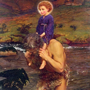St. Christopher Carrying the Christ Child (oil on canvas)