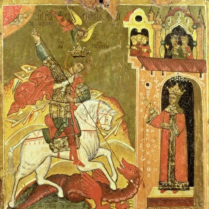 St. George and the Dragon, Ukraine, late 16th century (tempera on panel)