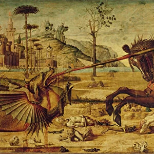 St. George Killing the Dragon, 1502-07 (oil on canvas) (detail of 428017)