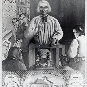 St. Jean-Marie Vianney (1786-1859) preaching, 19th century (engraving) (b / w photo)