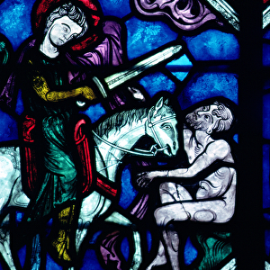 St. Martin Divides his Cloak, 13th century (stained glass)