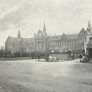 St. Pauls School, with the Old "Red Cow, "Hammersmith (b / w photo)