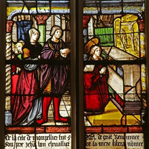 St Roche as a pious child (stained glass)