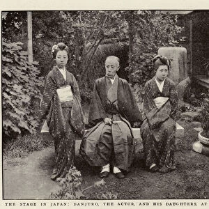 The Stage in Japan, Danjuro, the Actor, and his Daughters, at his Villa (b / w photo)