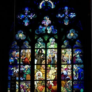 Stained glass by Alphonse Mucha (Alphons) (1860-1939) in Saint Guy Cathedral in Prague