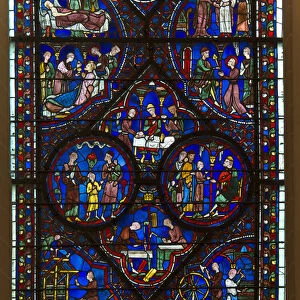Stained glass of the Cathedral of Chartres: detail of the life of Saint Julian