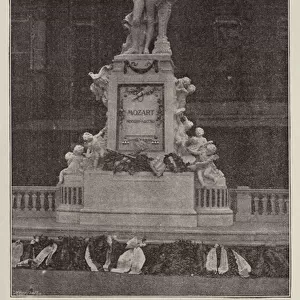 The Statue of Mozart, unveiled by the Emperor Francis Joseph (b / w photo)