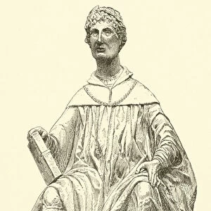 Statue de Pline l Ancien, erigee en 1498, Cathedrale de Come (engraving)