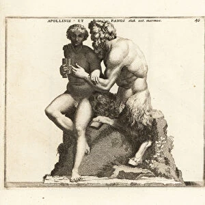 Statue of Roman god Pan and the shepherd Daphnis. 1779 (engraving)