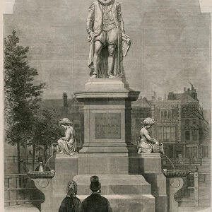 The statue of Sir Hugh Myddleton at Islington Green, sculptured by the late John Thomas (engraving)