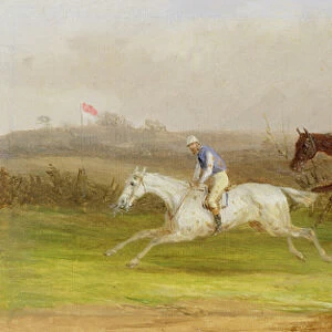 Steeplechasing: The Hurdle, 1869 (oil on canvas)