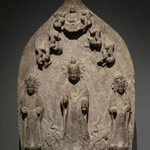 Stele votive with a Buddhist triad. North China, Eastern Wei dynasty (534-550