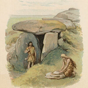 Stone Age dolmen (chromolitho)