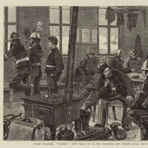 Stormy Weather, "Waiting!", New Years Day in the Volunteer Life Brigade House, South Shields (engraving)