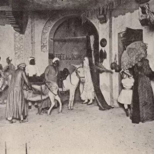 Street in Cairo, Egypt depicted at the Exposition Universelle, Paris, France, 1889 (b / w photo)