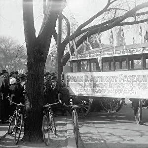 Street Car advertising the Susan B. Anthony Pageant, 1915 (b/w photo)