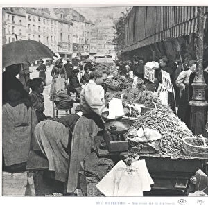 The Street merchant in the rue Mouffetard, Paris, 1896 (b / w photo)