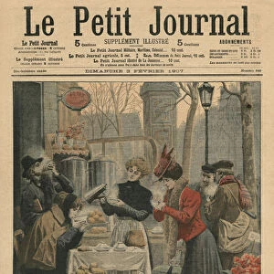 Street scenes of Paris, breakfast in open air, illustration from Le Petit Journal