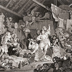 Strolling Players rehearsing in a Barn, engraved by G Presbury, from The Works of