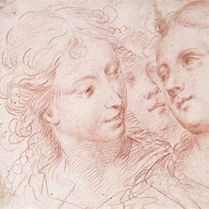 Three Studies of Female Heads (red chalk)